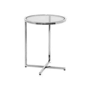 Polished Nickel and Clear Glass Side Table - 45cm diameter 56cm hight
