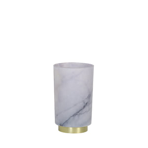 Grey and white Marble Battery Operated Glass LED Table lamp 