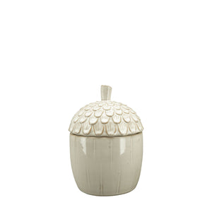 Ceramic Acorn Jar - Off White