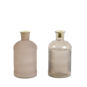 Elisa - Set of 2 light grey Glass Bottle/candle holders. Light grey home accessories.  
