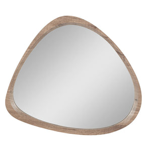 Large dark Wood Veneer Curved Wall Mirror