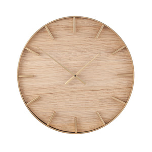 Gold Metal and Natural Wood Round Wall Clock Media 60cm