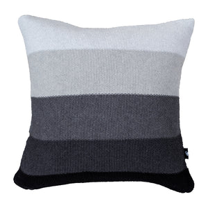Natural Grey Stripe Feather Filled Cotton Cushion