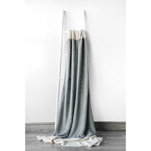 Natural two tone grey blue and cream feather filled cotton throw
