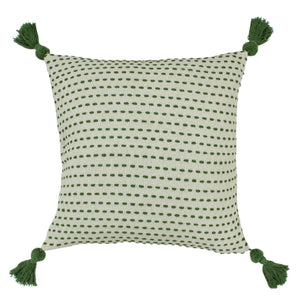 Ezra -  Sage green and cream feather filled cushion. 