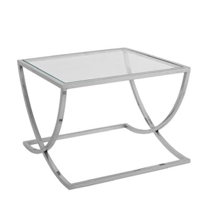 End Table - Polished Nickel and Clear Glass