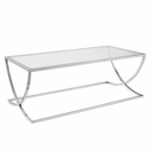 Coffee Table - Polished Nickel and Clear Glass
