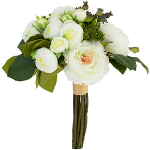 White and green summer bouquet of faux flowers