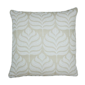 Natural leaf motif cushion with luxury feather filling. 