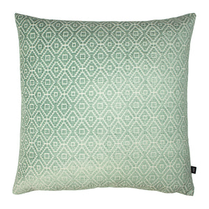 Kenza  - striking eau de nil geometric chenille cushion. Backed with eau de nil royal velvet and feather filled for that luxury feel.