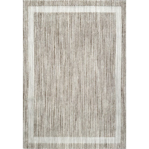 Textured area rug with a border on a white background