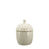 Ceramic Acorn Jar - Off White