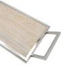 Natural Wood Tray with Handles - Natural Wood and Silver 38cm long
