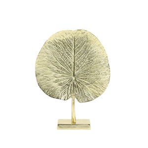 Large Gold Leaf Ornament On Base - Gold home accessories