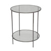 Round Side Table With Shelf  - Antique Zinc and Clear Glass