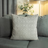 Kenza - Striking smoke grey geometric chenille cushion. Backed with steel grey royal velvet and feather filled for that luxury feel.